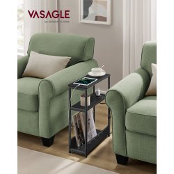 Sidebord med strmstik - smal slank sengebord - sort