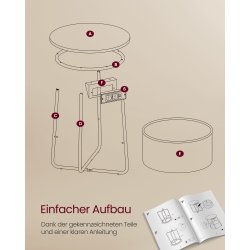 Sidebord - rundt hjrnebord med strmstik - hvid 45 x H50 cm