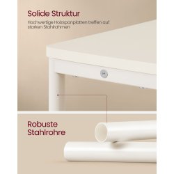 Sidebord med strmstik - smal slank sengebord - creme hvid