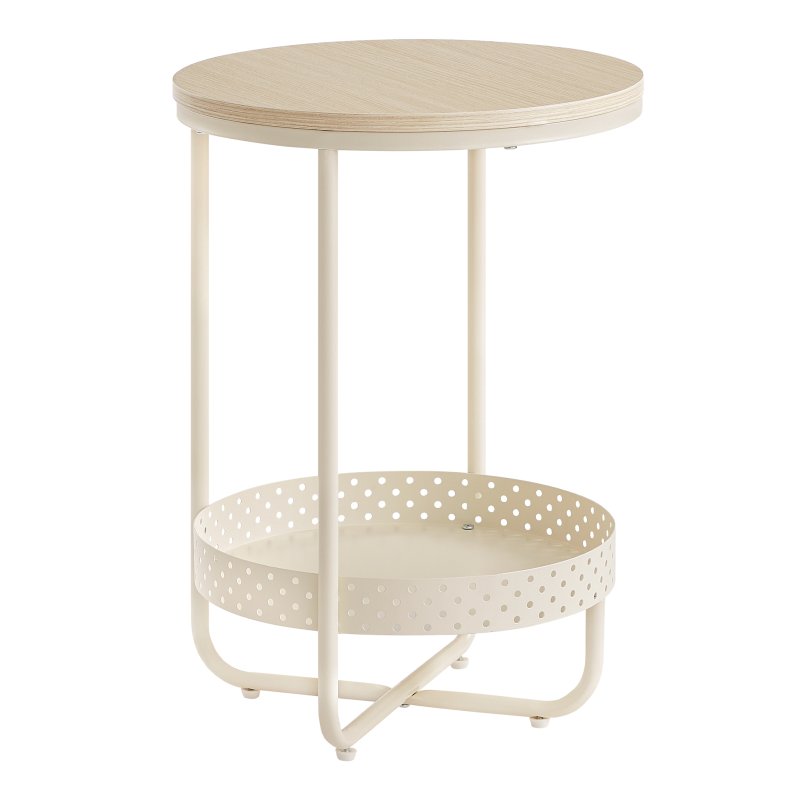 Sidebord - rundt sengebord med hylder - beige 40 x H55 cm