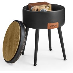 Sidebord med opbevaring - rundt sengebord - sort sde 32