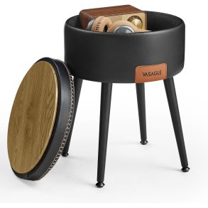 Sidebord med opbevaring - rundt sengebord - sort sde 32