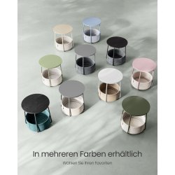 Sidebord - rundt hj�rnebord med stofkurv - gr�n �45 x H50 cm