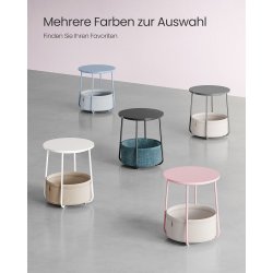 Sidebord - rundt hjrnebord med stofkurv - pink 45 x H50 cm