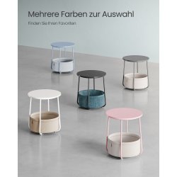 Sidebord - rundt hj�rnebord med stofkurv - sort �45 x H50 cm