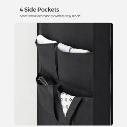 Kldeskab med stofsider - sort garderobeskab og tjskab - 167 cm