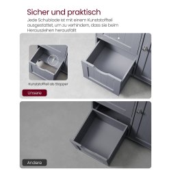 Kommode med skab og 3 skuffer - gr� 60 x 30 x 80 cm