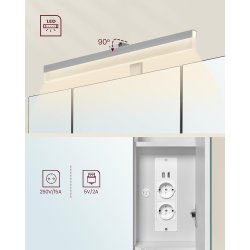 Badevrelsesskab - overskab - spejlskab med strmstik - hvid