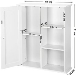 Vghngt skab - vgskab - hvid badevrelsesskab 71x60x18 cm