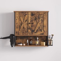 Badev�relsesskab - v�gh�ngt skab - rustik brun 60x60x16 cm