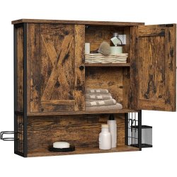 Badev�relsesskab - v�gh�ngt skab - rustik brun 60x60x16 cm