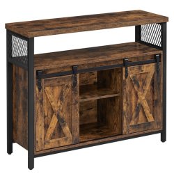 Sk�nk med skabe og skydel�ger - rustik brun sk�nk 100 x 33 x 80