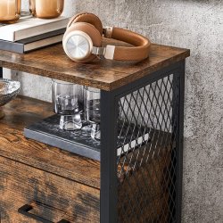 Sk�nk med skab og skuffe - rustik brun opbevaringsskab 60x30x108