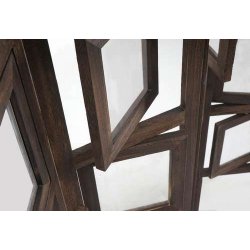 Skillev�g/foldesk�rm i brunt tr� med fotorammer - rumdeler 160 x 125 cm