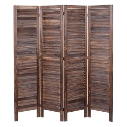 Rumdeler i antik vintage brun tr� - skillev�g/foldesk�rm 170 x 160 cm