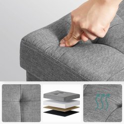 Puf med kiste - skammel med opbevaring 38 x 38 x 40 - lysegr