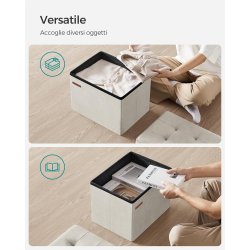 Puf med kiste - skammel med opbevaring 31 x 41 x 31 - creme hvid