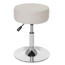 Skammel - hjdejusterbar taburet 35 cm - creme kunstlder