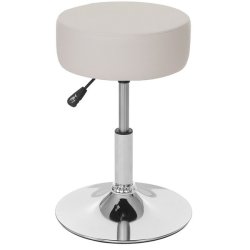 Skammel - hjdejusterbar taburet 35 cm - creme kunstlder