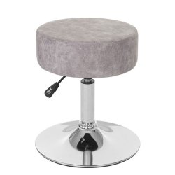 Skammel - hjdejusterbar taburet 35 cm - imiteret ruskind - gr vintage