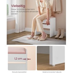 Skammel til sminkebord - b�nk til kosmetikbord - hvid