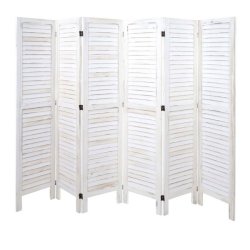 Sk�rmv�g i hvid antik vintage tr� - rumdeler/foldev�g 170 x 240 cm