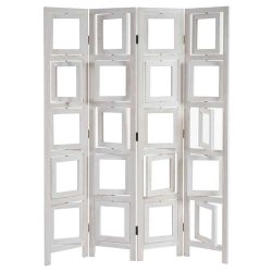 Sk�rmv�g/foldev�g i hvidt tr� med fotorammer - rumdeler 160 x 125 cm