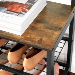 Garderobestativ med bnk og spejl - tjstativ - rustik brun