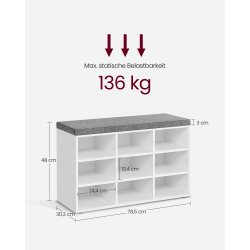 Skobnk - siddebnk med skohylder - entrebnk med skorum - hvid