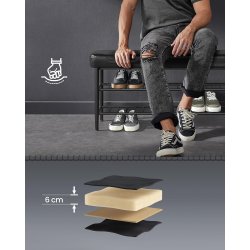 Skob�nk - siddeb�nk med skohylder - sort 30 x 100 x 50