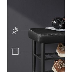 Skob�nk - siddeb�nk med skohylder - sort 30 x 100 x 50