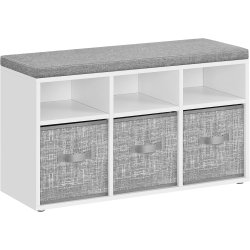 Skob�nk med skorum  - siddeb�nk med opbevaring - gr� og hvid