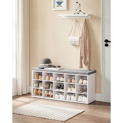 Skobnk - siddebnk med skohylder - entrebnk med skorum - hvid