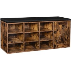 Skobnk - siddebnk med skohylder - bnk med skab - rustik brun