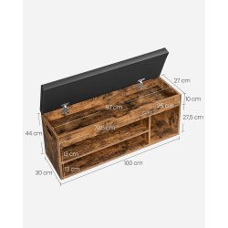 Skobnk - siddebnk med skohylder - entrebnk - rustik brun 100x30