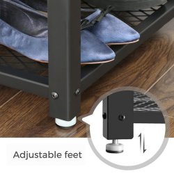 Skobnk med 2 trdhylder - siddebnk med skohylder - rustik brun