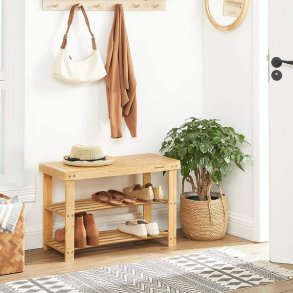 Siddebnk i bambus - skoreol og skostativ - 70 x 28 x 45