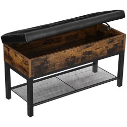 Skobnk med skohylde  - siddebnk med opbevaring - rustik brun