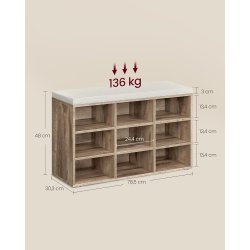 Skob�nk - siddeb�nk med skohylder - entreb�nk med skorum - brun