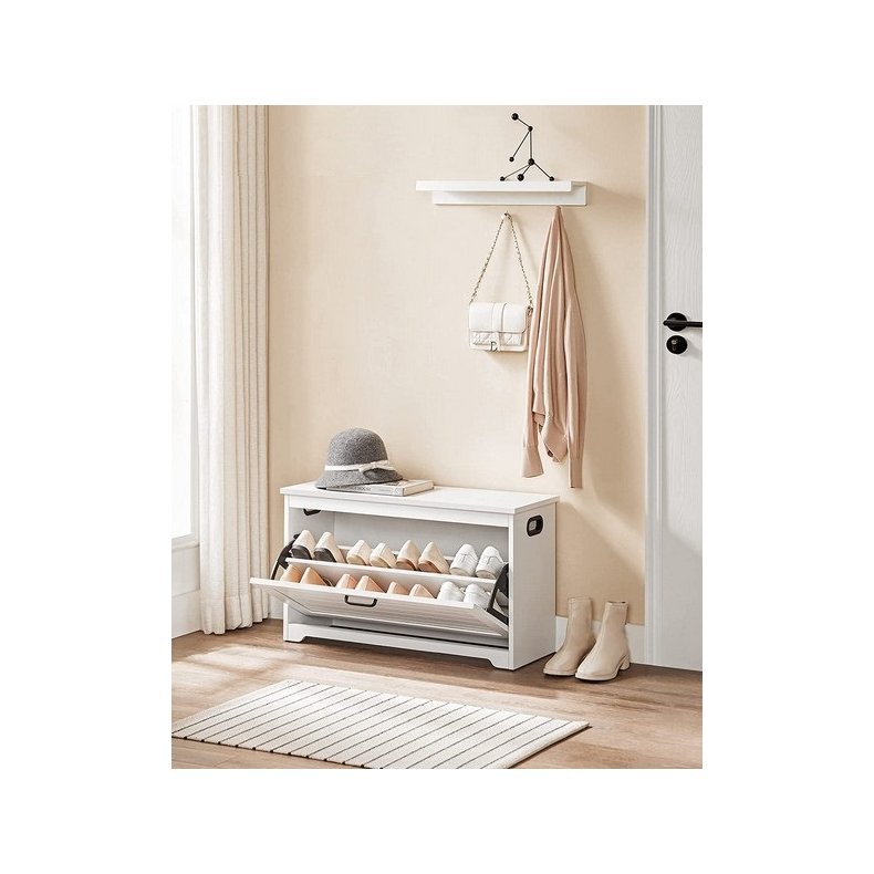 Skob�nk - siddeb�nk med skohylder - skoskab med b�nk - hvid