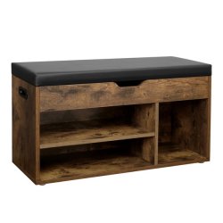 Skobnk - siddebnk med skohylder - opbevaringsbnk - brun