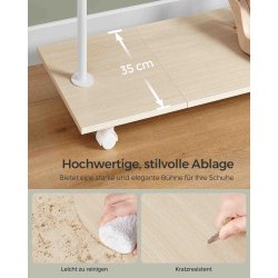 T�jstativ p� hjul med skohylde og t�jstang - hvid og beige