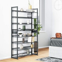 Skoreol med 8 hylder - st med 2 x 4 skohylder - gr metal