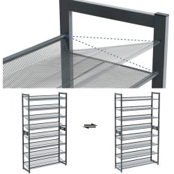 Skoreol med 8 hylder - st med 2 x 4 skohylder - gr metal