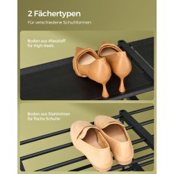 Skoreol med 24 hylder - stort justerbart skostativ - sort