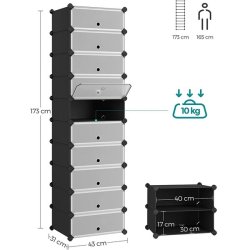 Skoreol - kubisk skoskab i plastik - skohylder med 10 skorum