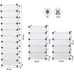 Skoreol - kubisk skoskab i plastik - skohylder med 10 skorum