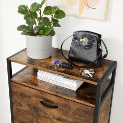 Skoskab med 3 rum - skoreol med 3 skuffer - rustikt brunt