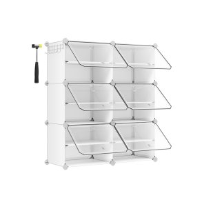 Skoskab - opbevaringsskab til sko - skoreol med 6 rum - hvid