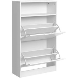 Skoskab med 2 skuffer - skoreol med 2 rum - hvid